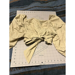 Women's Express Beige Long Sleeve Crop Top Size L